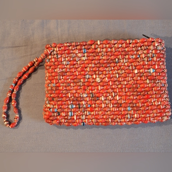 handcrafted Handbags - Handcrafted Red Beaded Clutch